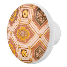 Gele Roze Hongaarse Architectuur Keramische Knop