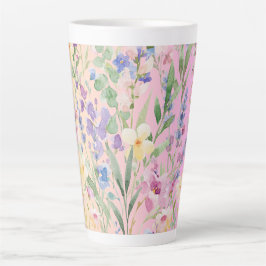 Gele Roze Kleurrijke Bloemen Latte Mok
