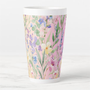 Gele Roze Kleurrijke Bloemen Latte Mok