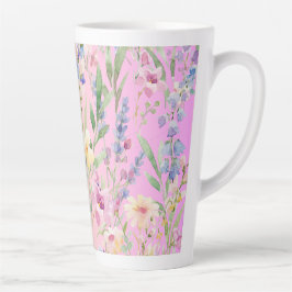 Gele Roze Kleurrijke Bloemen Latte Mok