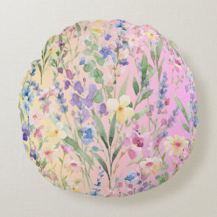 Gele Roze Kleurrijke Bloemen Rond Kussen
