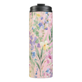 Gele Roze Kleurrijke Bloemen Thermosbeker