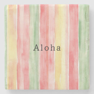 Gele Roze Mint Strepen Aloha Stenen Onderzetter