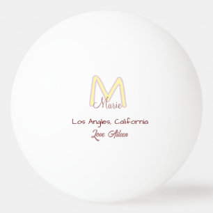 gele roze monogram naam liefde stad marron trendy pingpongbal