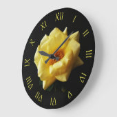 Gele roze op zwarte gele Script Roman Numberswc Grote Klok (Hoek)