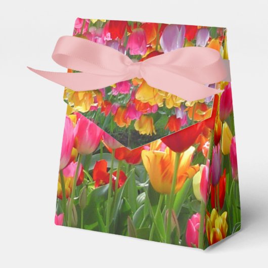 Gele roze oranje rode tulpen bedankdoosjes (Voorkant Zijde)