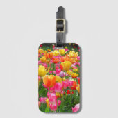 Gele roze oranje tulpen bagagelabel (Voorkant (verticaal))