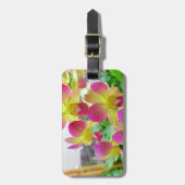 Gele roze orchideeën bagagelabel (Voorkant verticaal)
