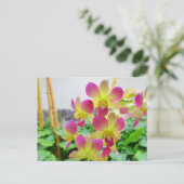 Gele roze orchideeën briefkaart (Staand voorkant)