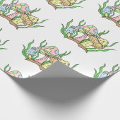 Gele roze Pop Kunststijl Retropaddenstoel Birthday Cadeaupapier (Hoek)