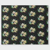 Gele roze Pop Kunststijl Retropaddenstoel Birthday Cadeaupapier (Vlak)