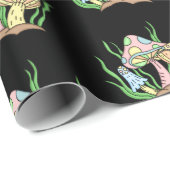 Gele roze Pop Kunststijl Retropaddenstoel Birthday Cadeaupapier (Rol Hoek)