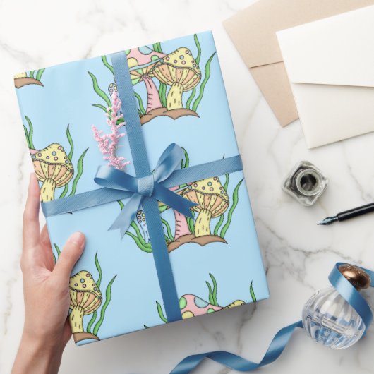 Gele roze Pop Kunststijl Retropaddenstoel Birthday Cadeaupapier (Geschenken)