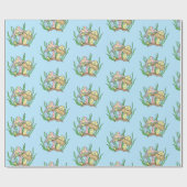 Gele roze Pop Kunststijl Retropaddenstoel Birthday Cadeaupapier (Vlak)