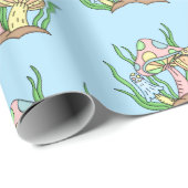 Gele roze Pop Kunststijl Retropaddenstoel Birthday Cadeaupapier (Rol Hoek)