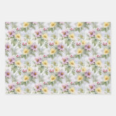 Gele, roze, rode bloemen op Plaid Inpakpapier Vel (Voorkant)