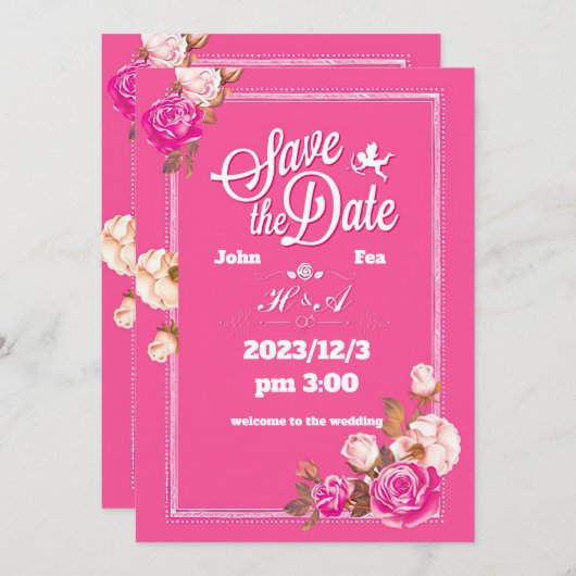 Gele roze rozen & engel van de liefde kaart (Voorkant / Achterkant)