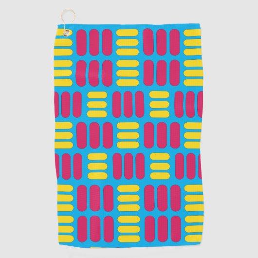 Gele roze strepen golfhanddoek (Voorkant)