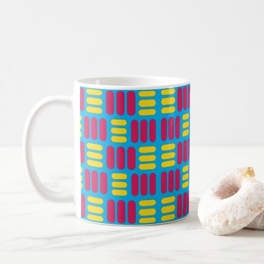Gele roze strepen koffiemok (Met donut)