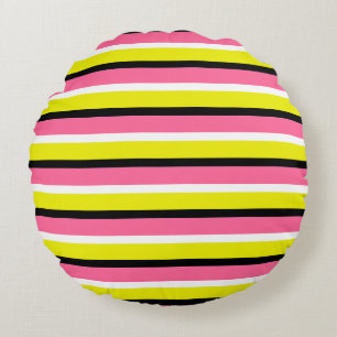 Gele roze strepen patroon rond kussen