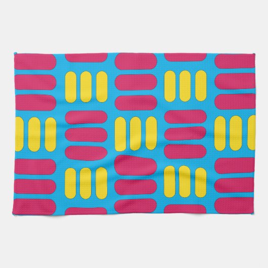 Gele roze strepen theedoek (Horizontaal)