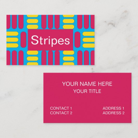 Gele roze strepen visitekaartje (Voorkant / Achterkant)