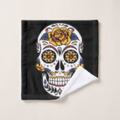 Gele roze Suikerhuid op zwart Bad Handdoek (Wasdoekje)