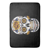 Gele roze Suikerhuid op zwart Badmat (Voorkant Verticaal)