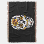 Gele roze Suikerhuid op zwart Deken (Voorkant Verticaal)