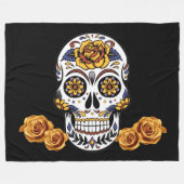 Gele roze Suikerhuid op zwart Fleece Deken (Voorkant (Horizontaal))