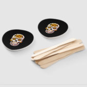 Gele roze Suikerhuid op zwart Handwaaier (Niet-gemonteerd)