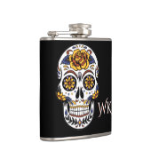 Gele roze Suikerhuid op zwart Heupfles (Rechts)