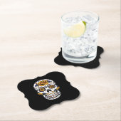 Gele roze Suikerhuid op zwart Kartonnen Onderzetters (Insitu)