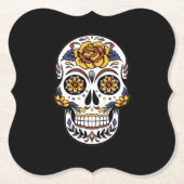 Gele roze Suikerhuid op zwart Kartonnen Onderzetters (Voorkant)