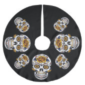 Gele roze Suikerhuid op zwart Kerstboom Rok (Voorkant)