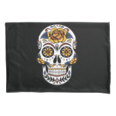 Gele roze Suikerhuid op zwart Kussensloop (Voorkant)