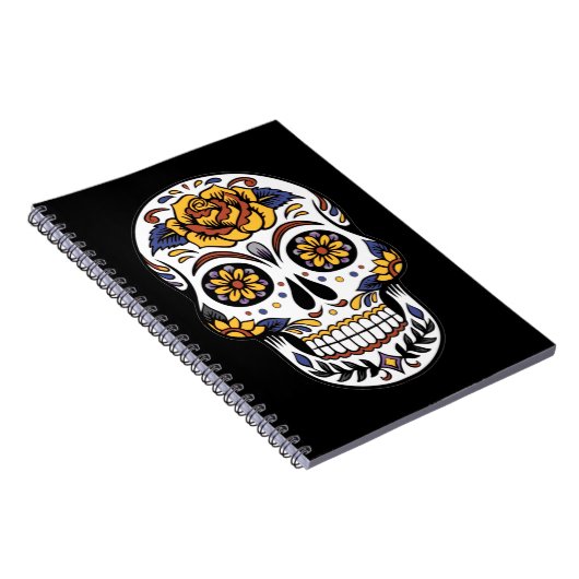 Gele roze Suikerhuid op zwart Notitieboek (Rechterzijde)