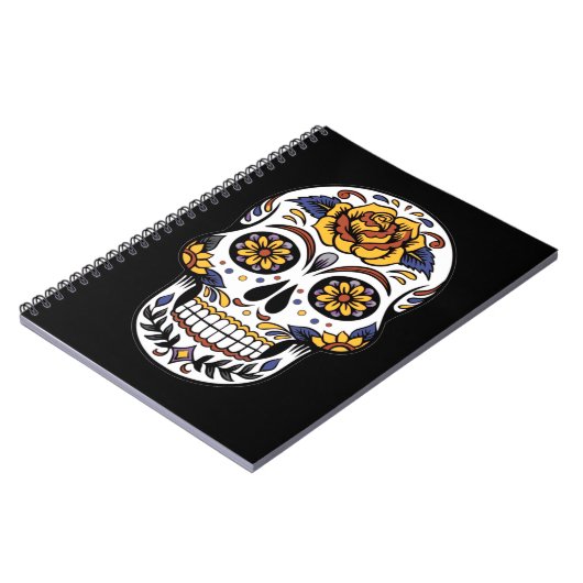 Gele roze Suikerhuid op zwart Notitieboek (Linkerzijde)