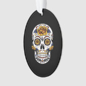 Gele roze Suikerhuid op zwart Ornament (voorkant)