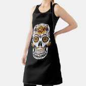 Gele roze Suikerhuid op zwart Schort (Insitu)