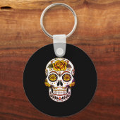 Gele roze Suikerhuid op zwart Sleutelhanger (Voorkant)