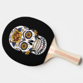 Gele roze Suikerhuid op zwart Tafeltennisbatje (Zijkant)