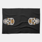 Gele roze Suikerhuid op zwart Theedoek (Horizontaal)