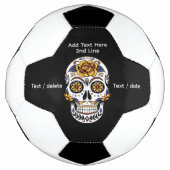 Gele roze Suikerhuid op zwart Voetbal (Voorkant)