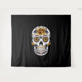 Gele roze Suikerhuid op zwart Wandkleed (Voorkant (horizontaal))