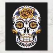 Gele roze Suikerhuid op zwart Wijn Etiket (Enkel label)