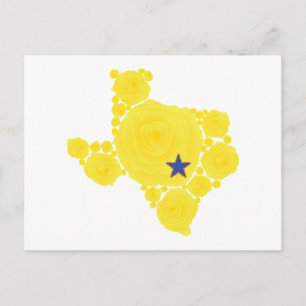 Gele roze van TX blauwe ster Briefkaart
