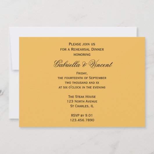 Gele roze witte pareltjes bruiloft repesial Dinner Kaart (Achterkant)