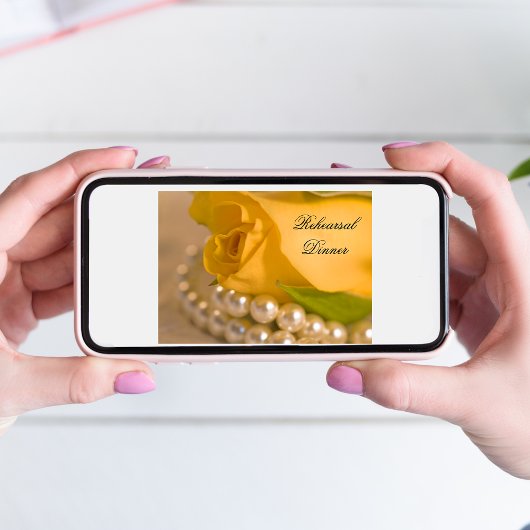 Gele roze witte pareltjes bruiloft repesial Dinner Kaart