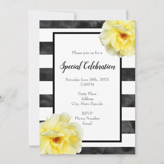 Gele roze, zwarte en witte Waterverf Stripes Kaart (Voorkant)